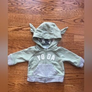 GAP Baby Green & Grey Yoda Star Wars Hoodie | 0-3M | Great for Costumes
